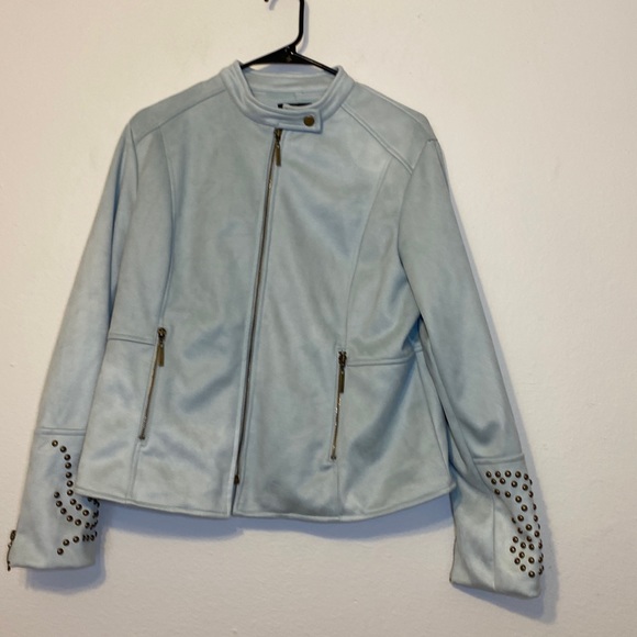 Womens Curations Studded Faux Suede Jacket - Picture 1 of 8